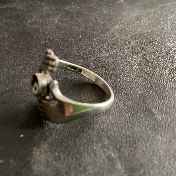7 3/4 Tao Sterling Silverer Designer Ring Hands Yin Yang - Picture 2 of 3